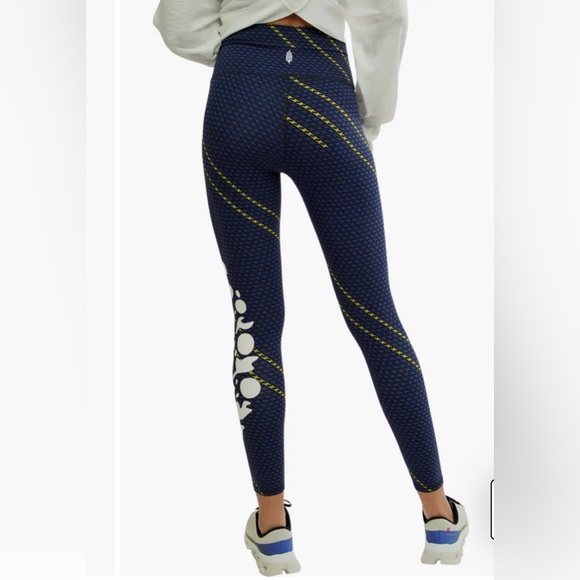 FP Movement by Free People Navy and Yellow Patterned Leggings - Picture 2 of 6